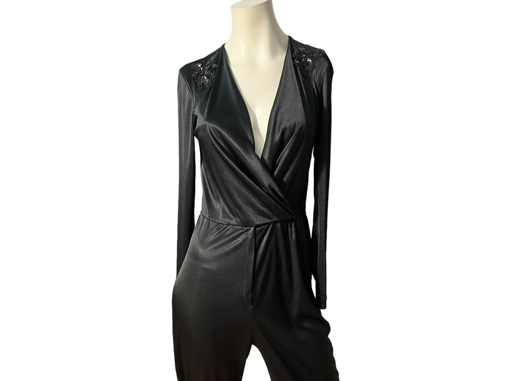 Vintage 70's black Jody slinky jumpsuit M