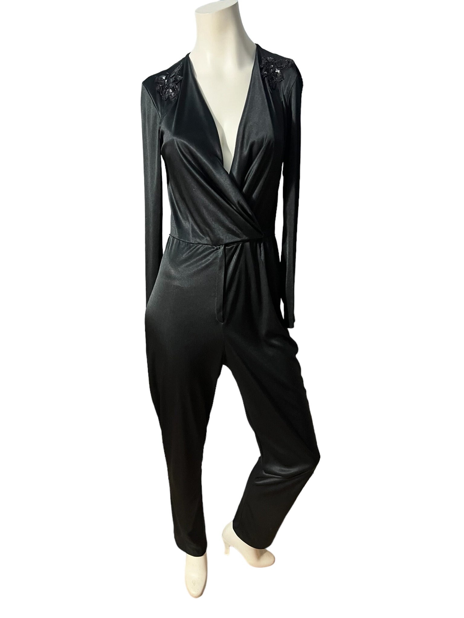 Vintage 70's black Jody slinky jumpsuit M