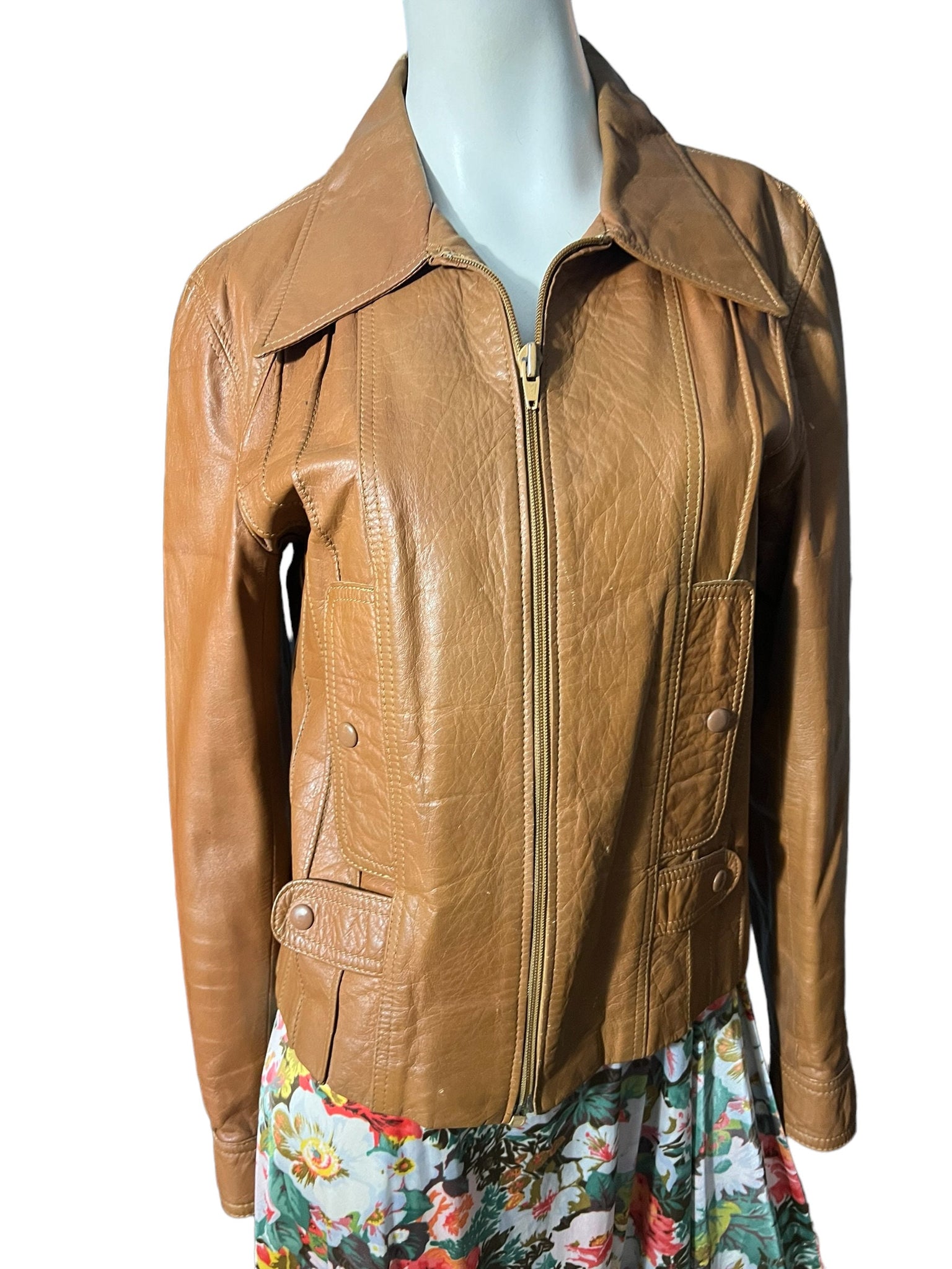 Vintage 70's brown Goya leather jacket 40