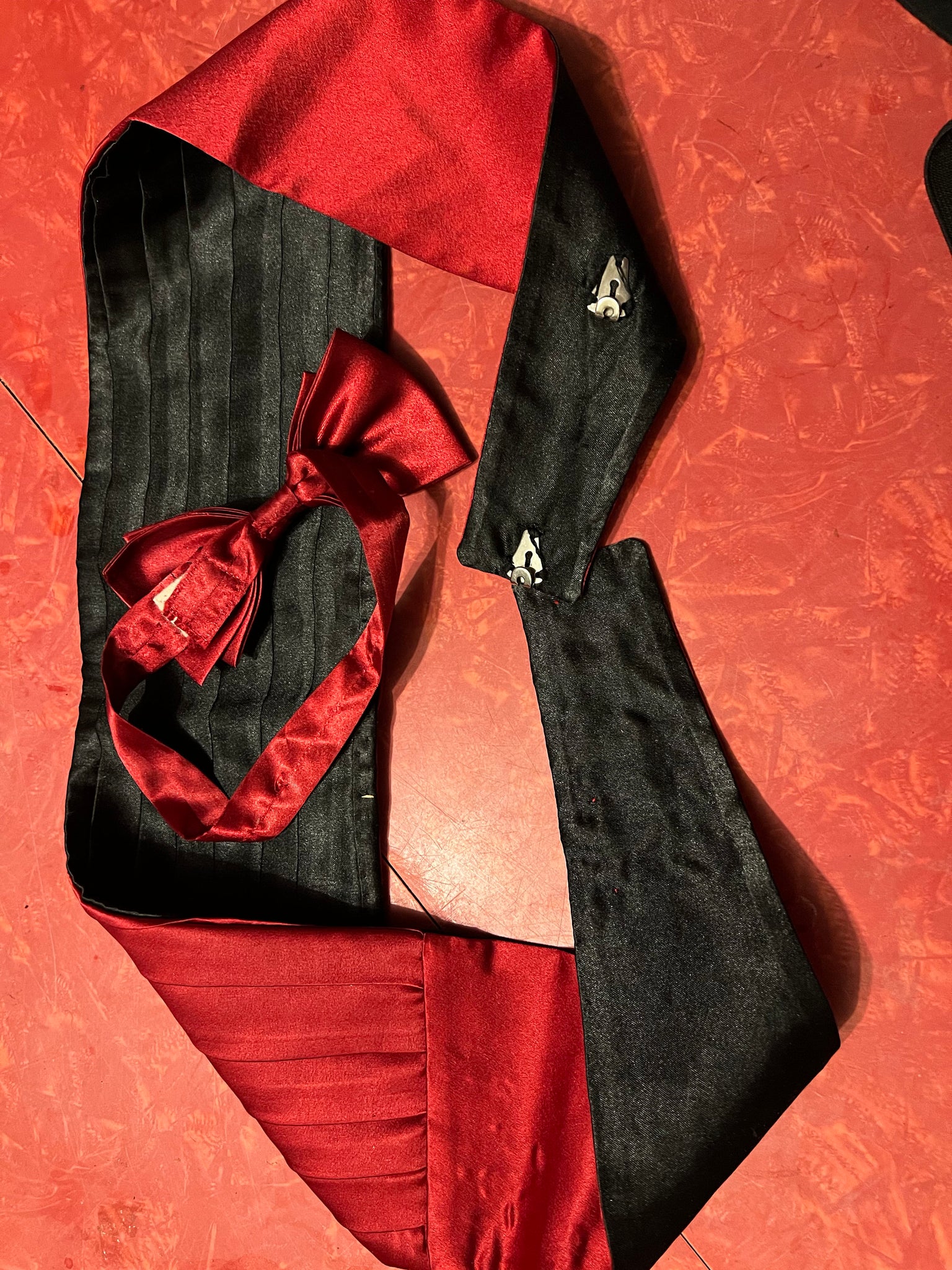 Vintage red bow tie and cummerbund