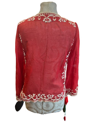 Vintage 70’s red embroidered shirt S