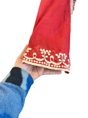 Vintage 70’s red embroidered shirt S
