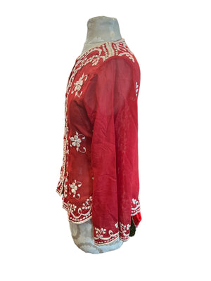 Vintage 70’s red embroidered shirt S