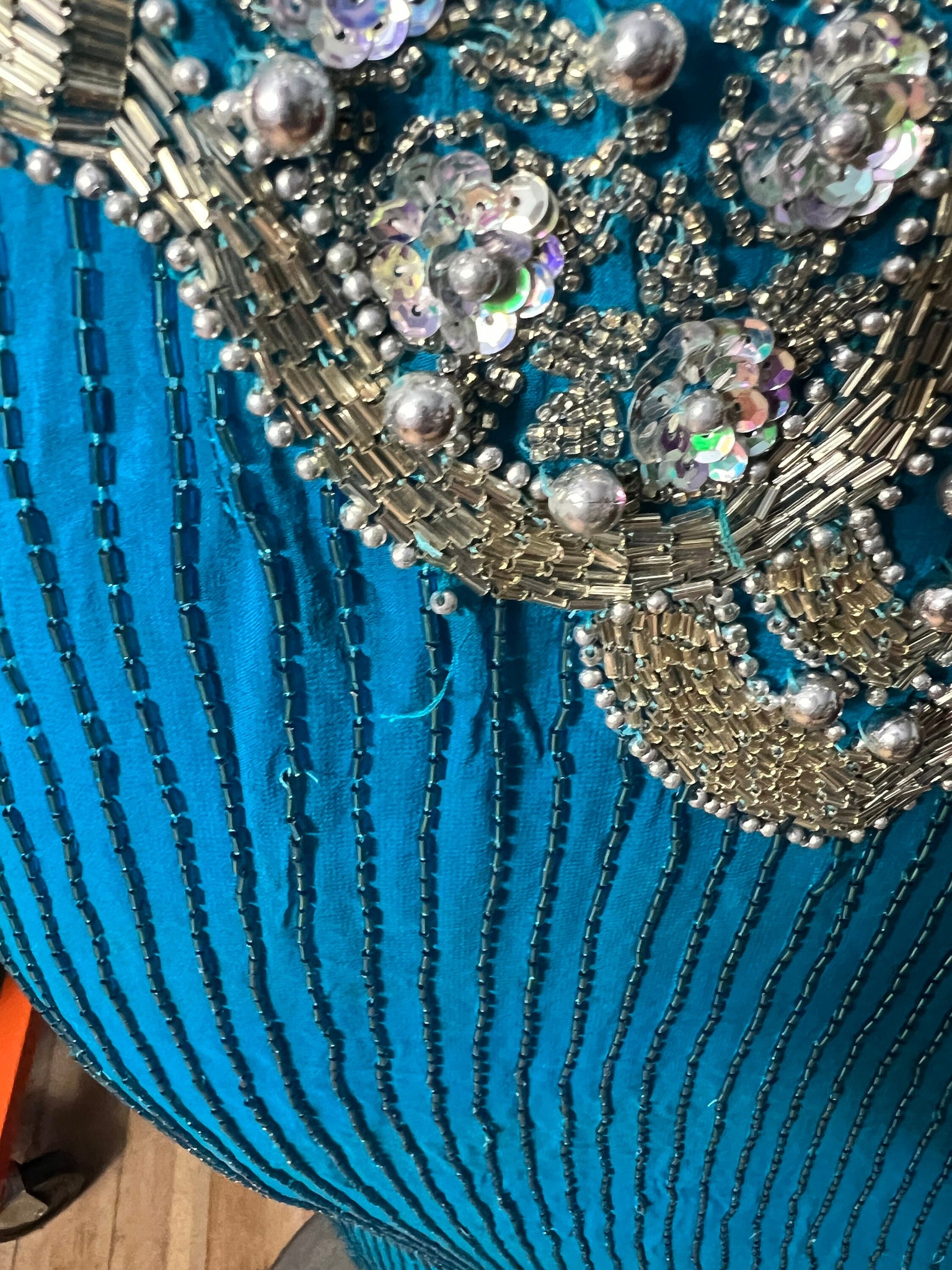 Vintage 80's turquoise bead dress 12 Alyce Designs