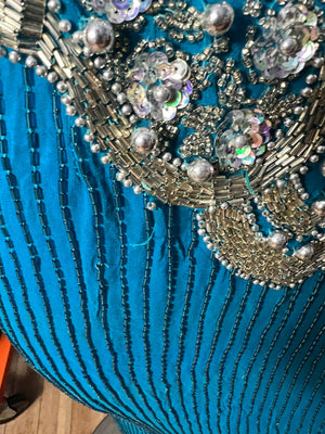 Vintage 80's turquoise bead dress 12 Alyce Designs