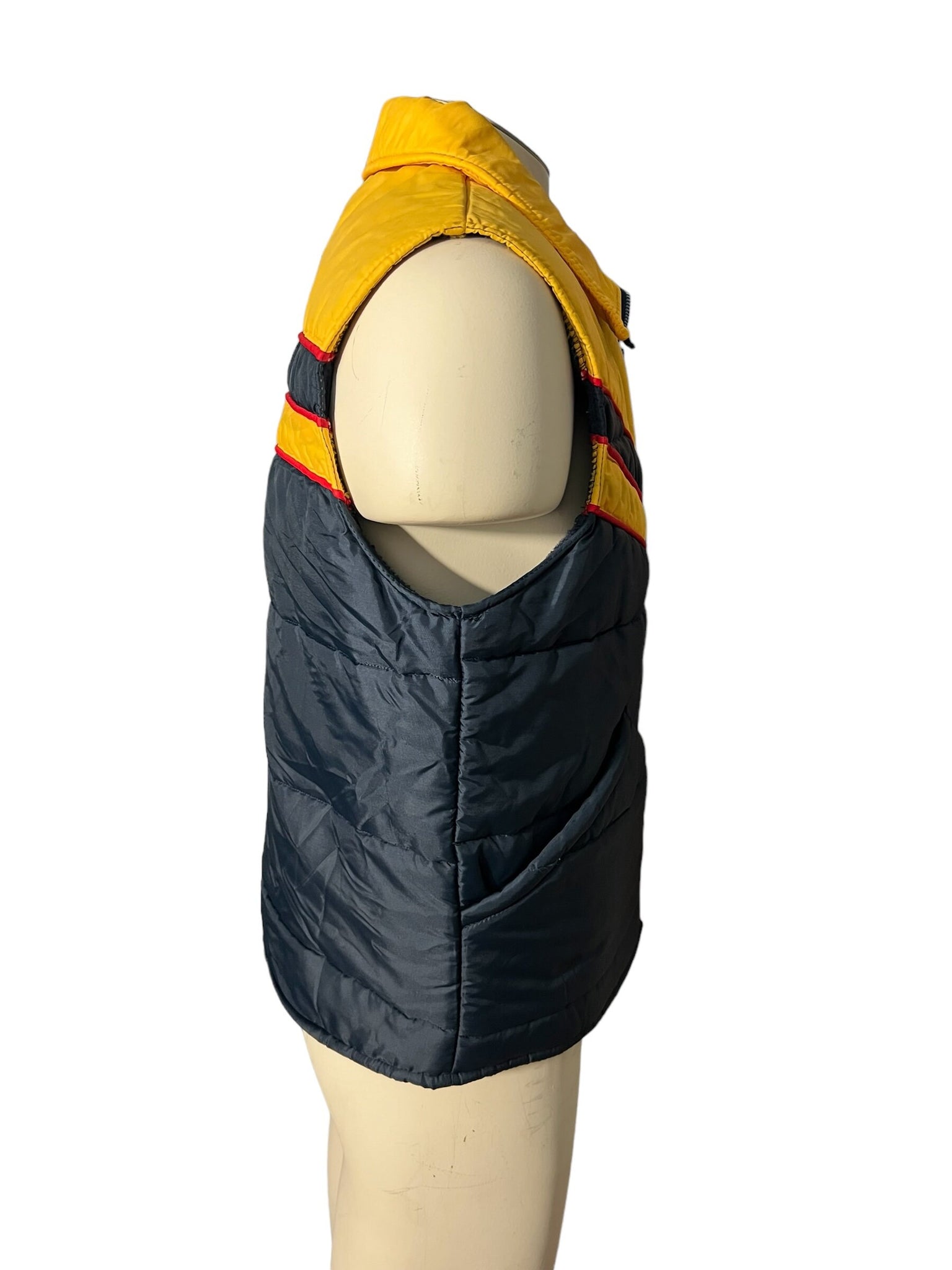 Vintage 70's Sears ski vest M yellow blue red