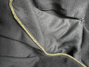 Vintage 80's black knit dress w/ gold trim L