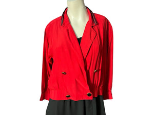 Vintage 80's red & black jacket petite 4 Leslie Fay