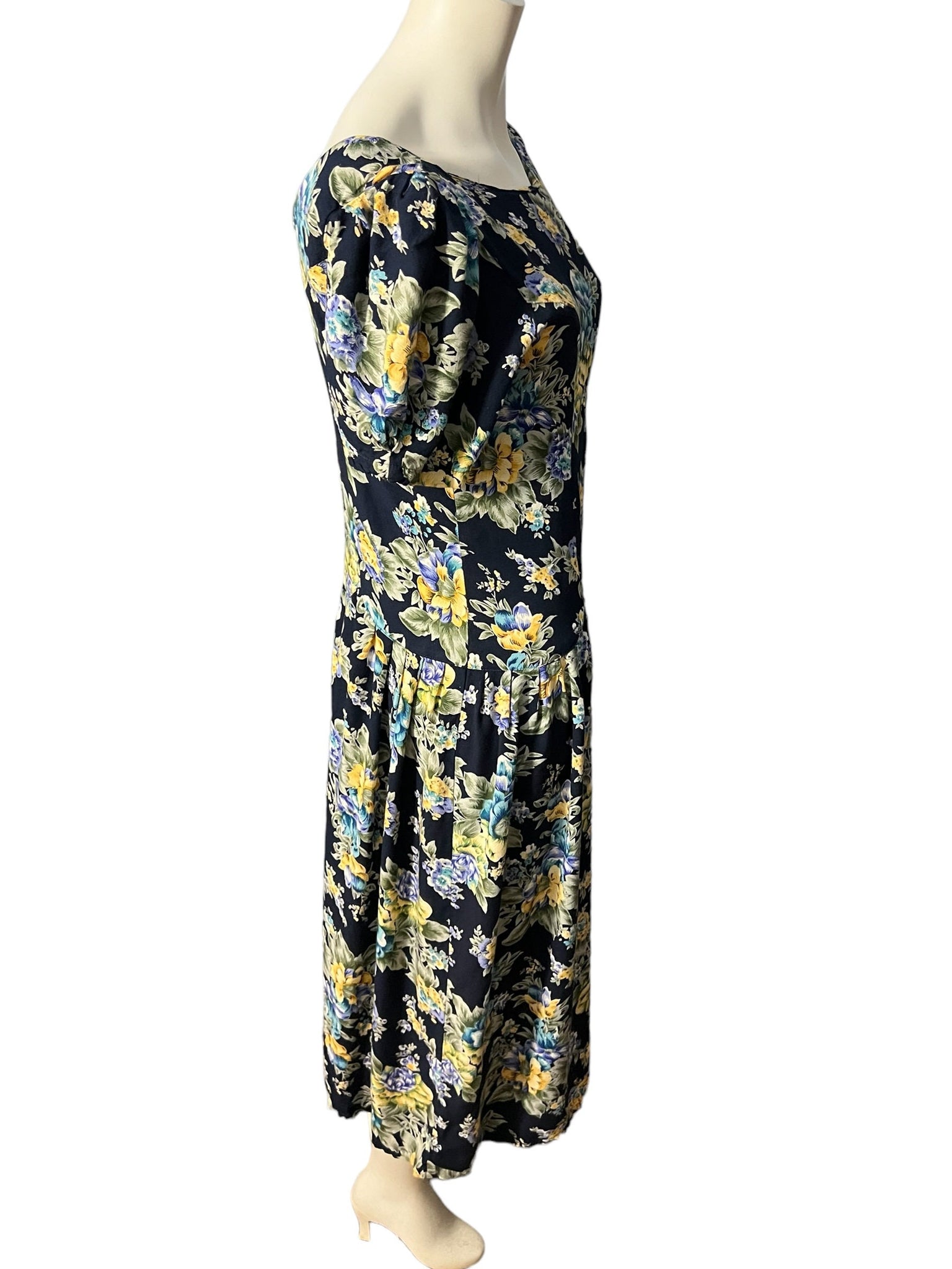 Vintage 80's floral drop waist dress L Sarin