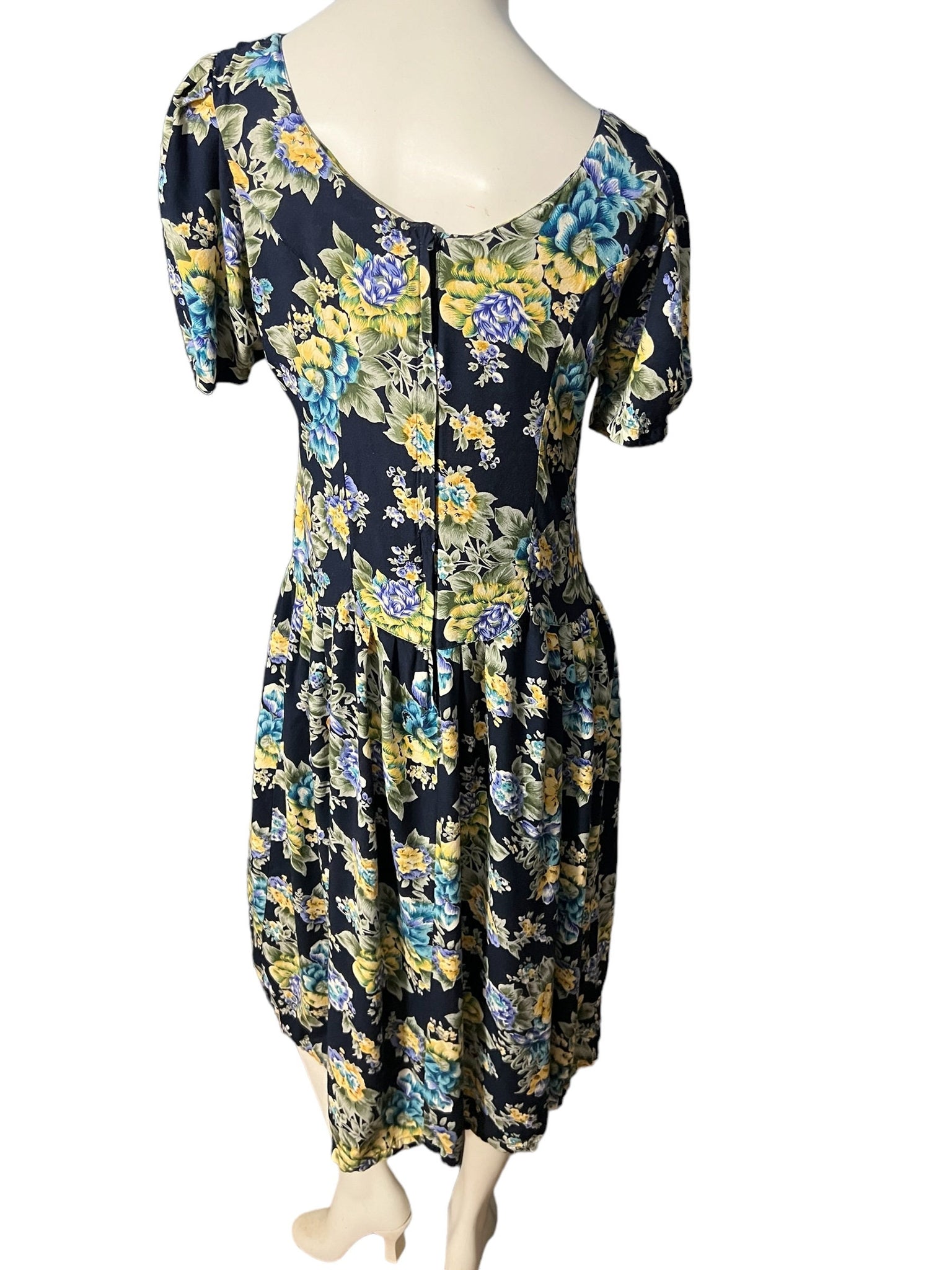 Vintage 80's floral drop waist dress L Sarin