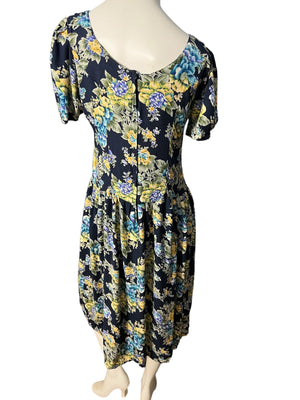Vintage 80's floral drop waist dress L Sarin