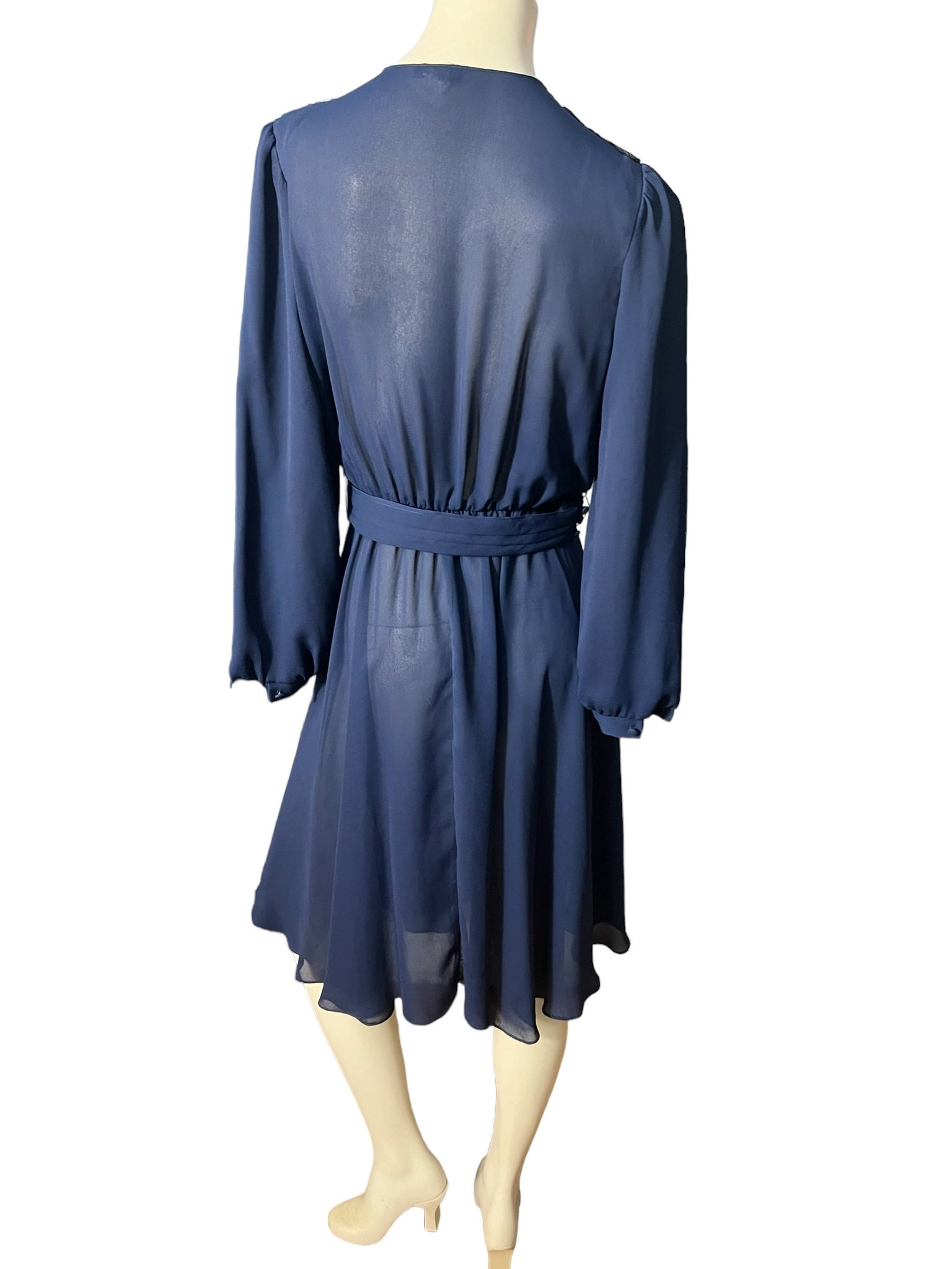 Vintage blue 70's sheer dress M Taurus bead