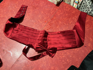 Vintage red bow tie and cummerbund