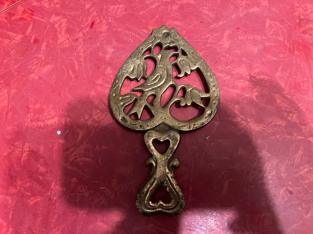 Vintage brass bird trivet small