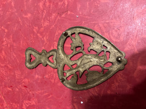 Vintage brass bird trivet small