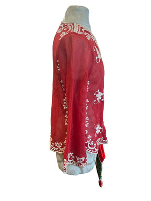 Vintage 70’s red embroidered shirt S