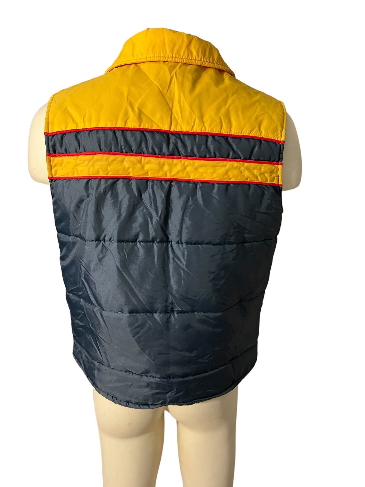 Vintage 70's Sears ski vest M yellow blue red