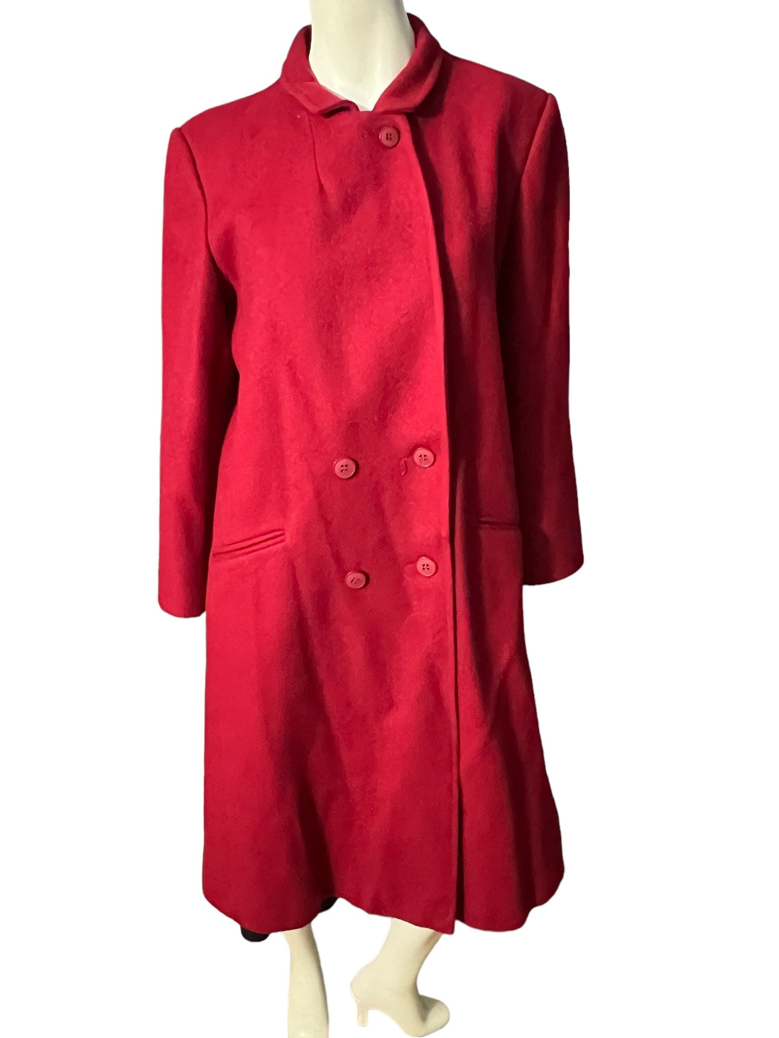 Vintage red wool long coat M L
