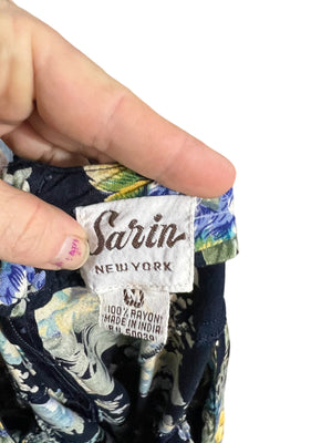 Vintage 80's floral drop waist dress L Sarin