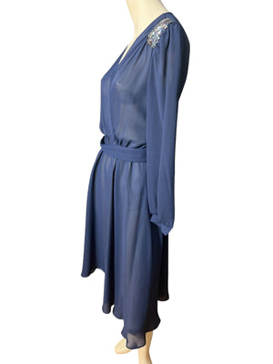 Vintage blue 70's sheer dress M Taurus bead
