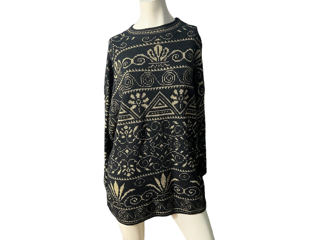 Vintage 80's black & gold oversize sweater xxl Bentley