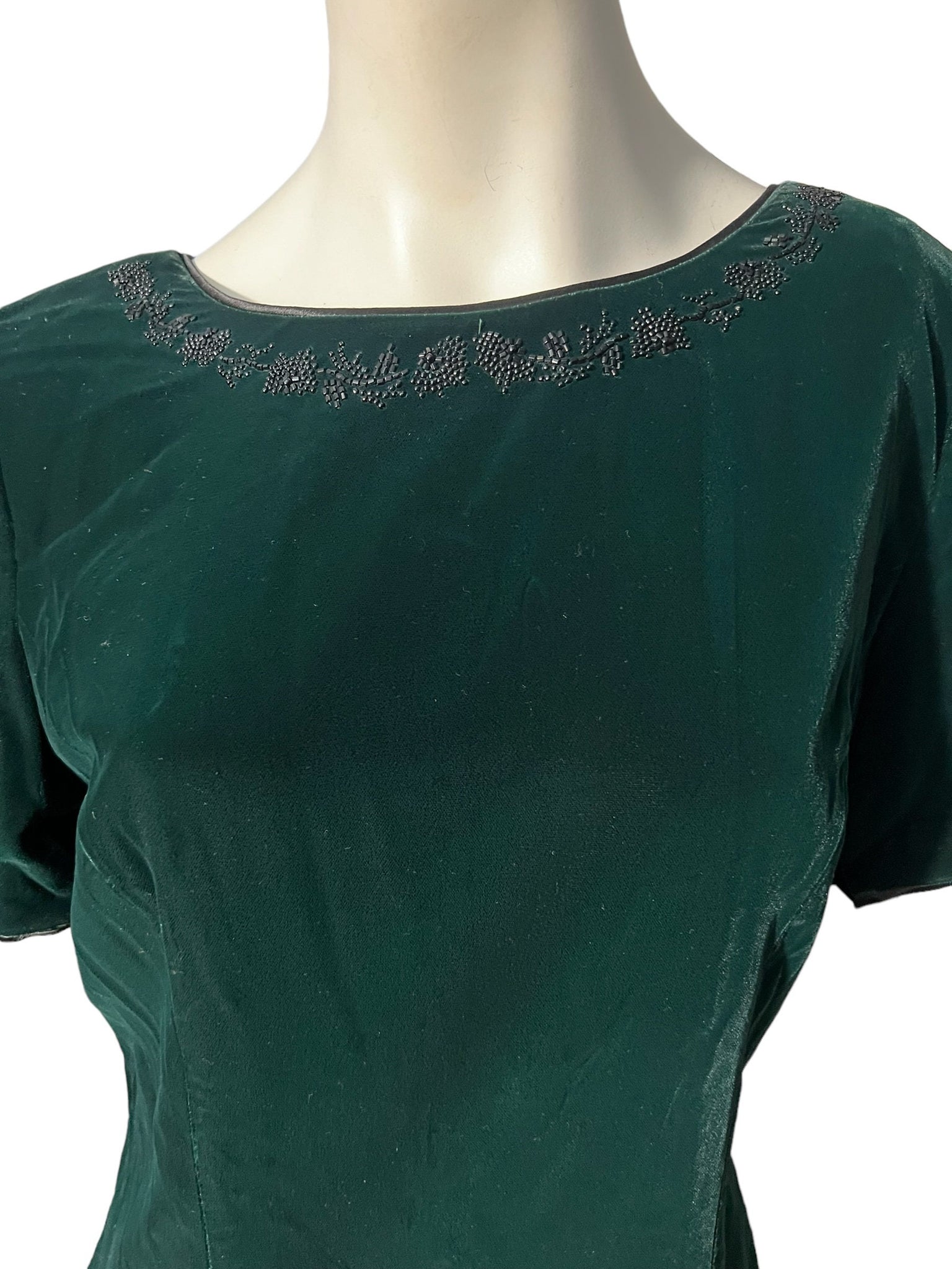 Vintage 80's velour green dress Liz Claiborne 12