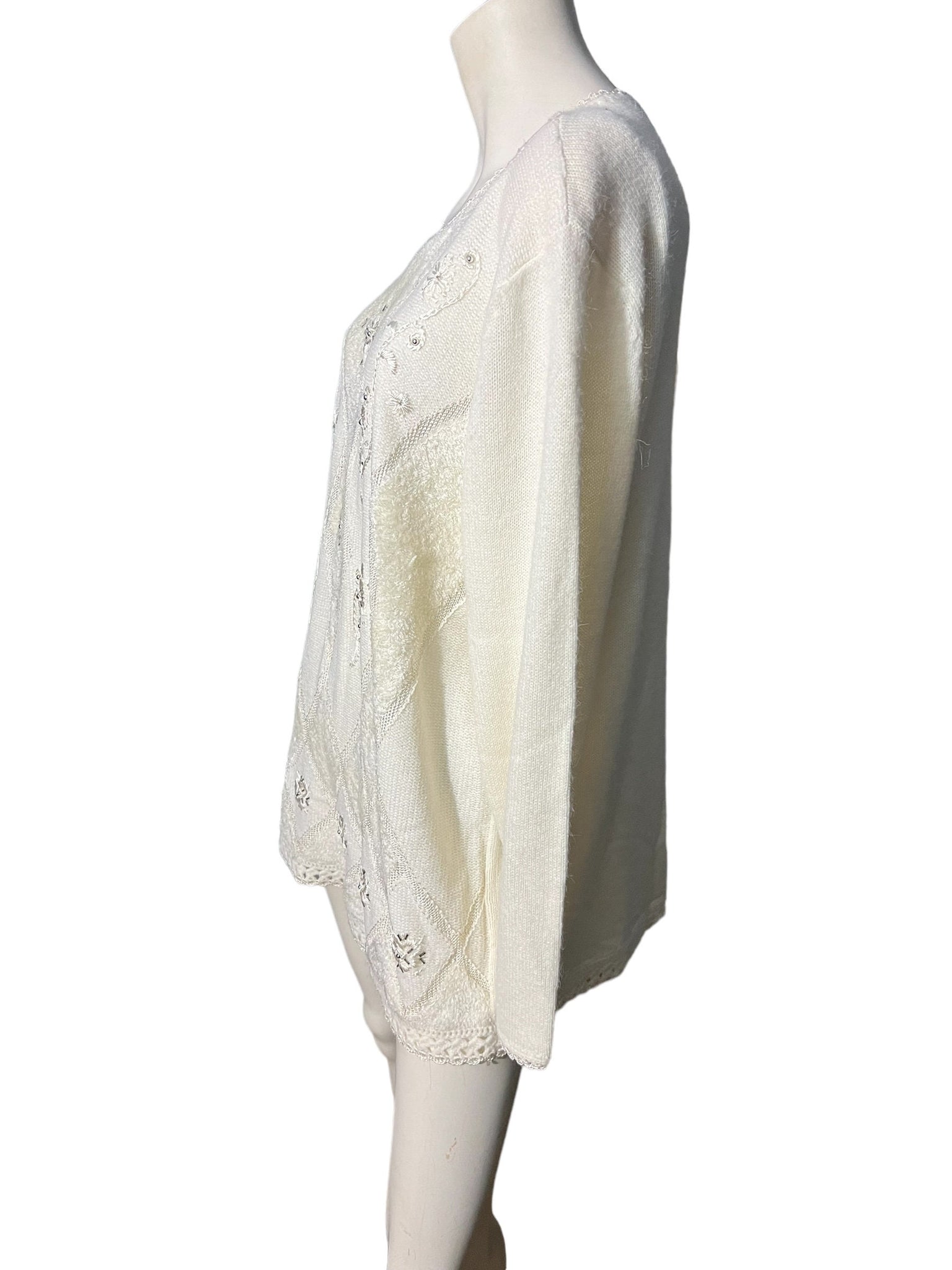 Vintage 80's white oversized sweater L Koret