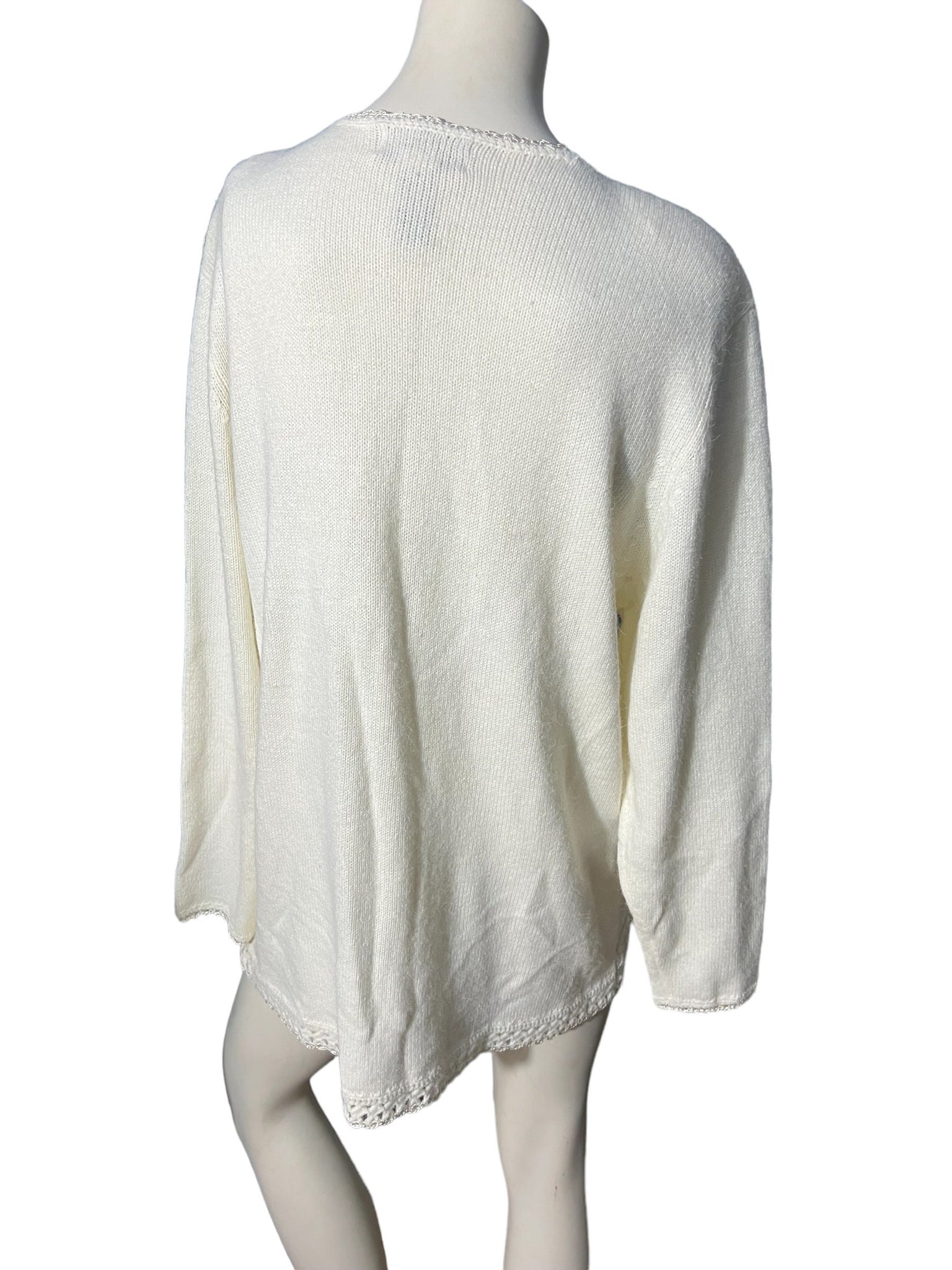 Vintage 80's white oversized sweater L Koret