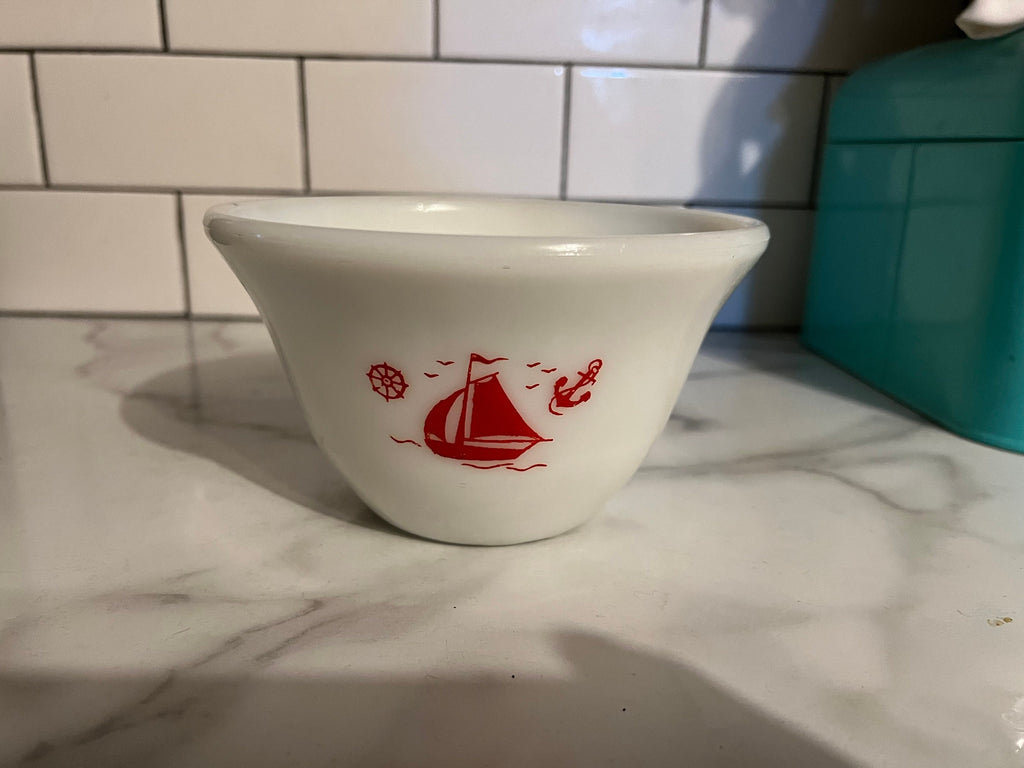 Vintage red sailboat am mixing bowl