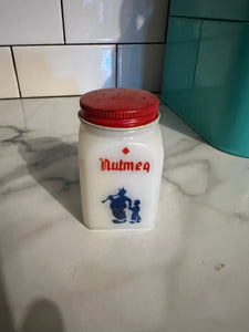 Vintage nutmeg red spice jar