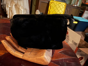 Vintage 60's black velvet handbag purse