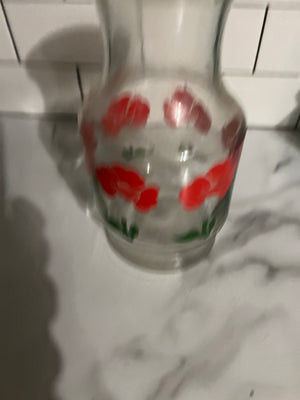 Vintage red juice pitcher floral midcentury