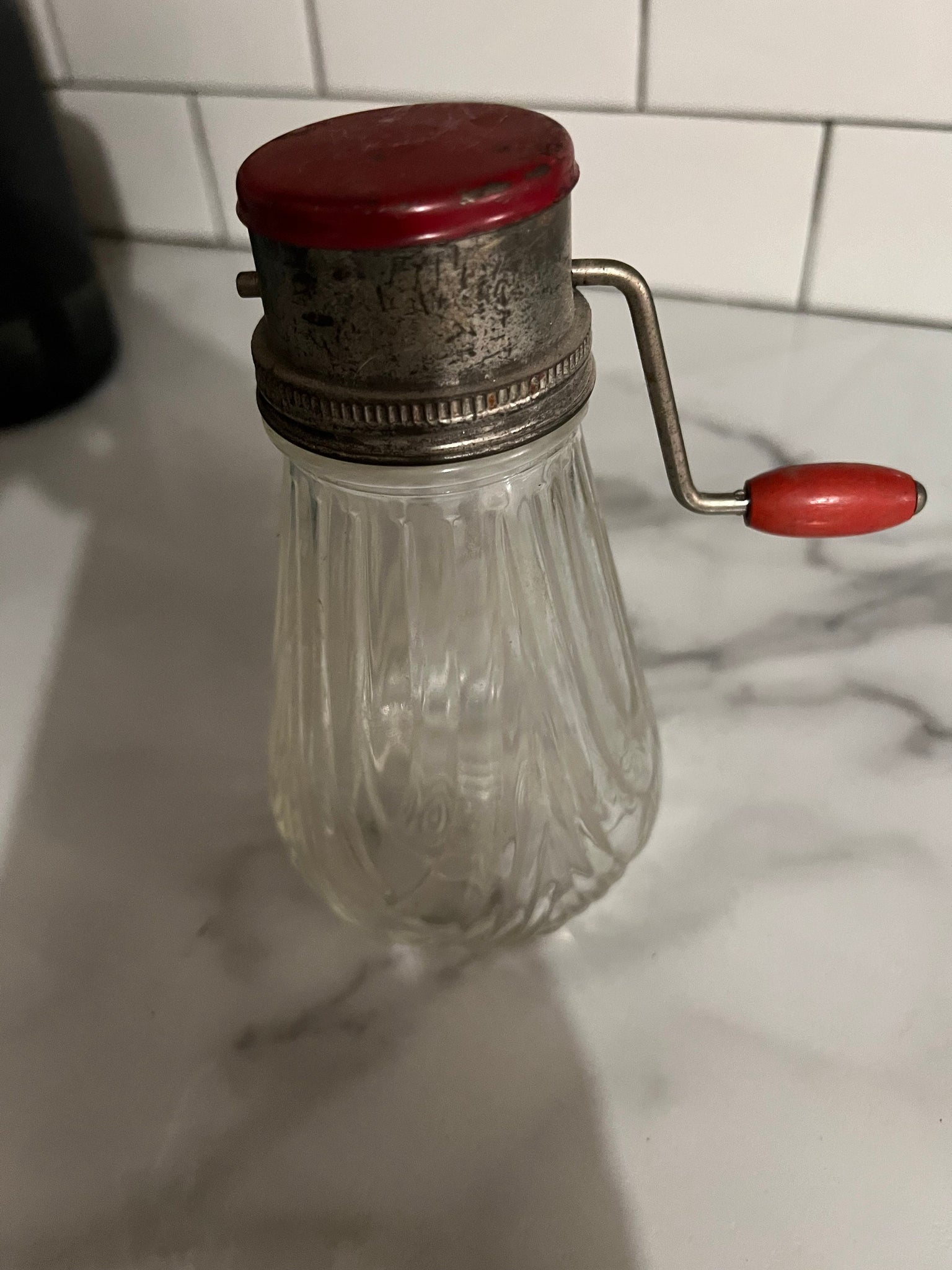 Vintage red 50’s grinder jar