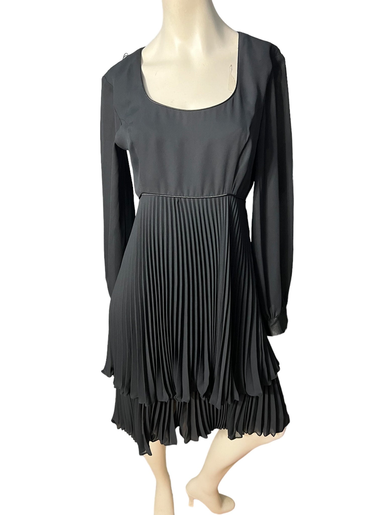 Vintage 80's black pleated dress M Nicole Paris