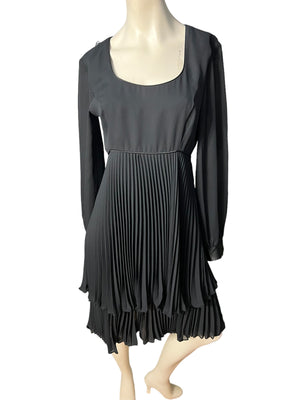 Vintage 80's black pleated dress M Nicole Paris