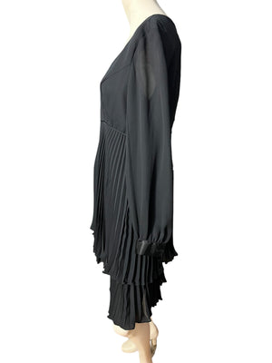 Vintage 80's black pleated dress M Nicole Paris