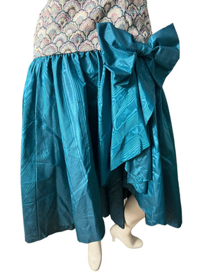 Vintage 80's prom formal dress S dropwaist