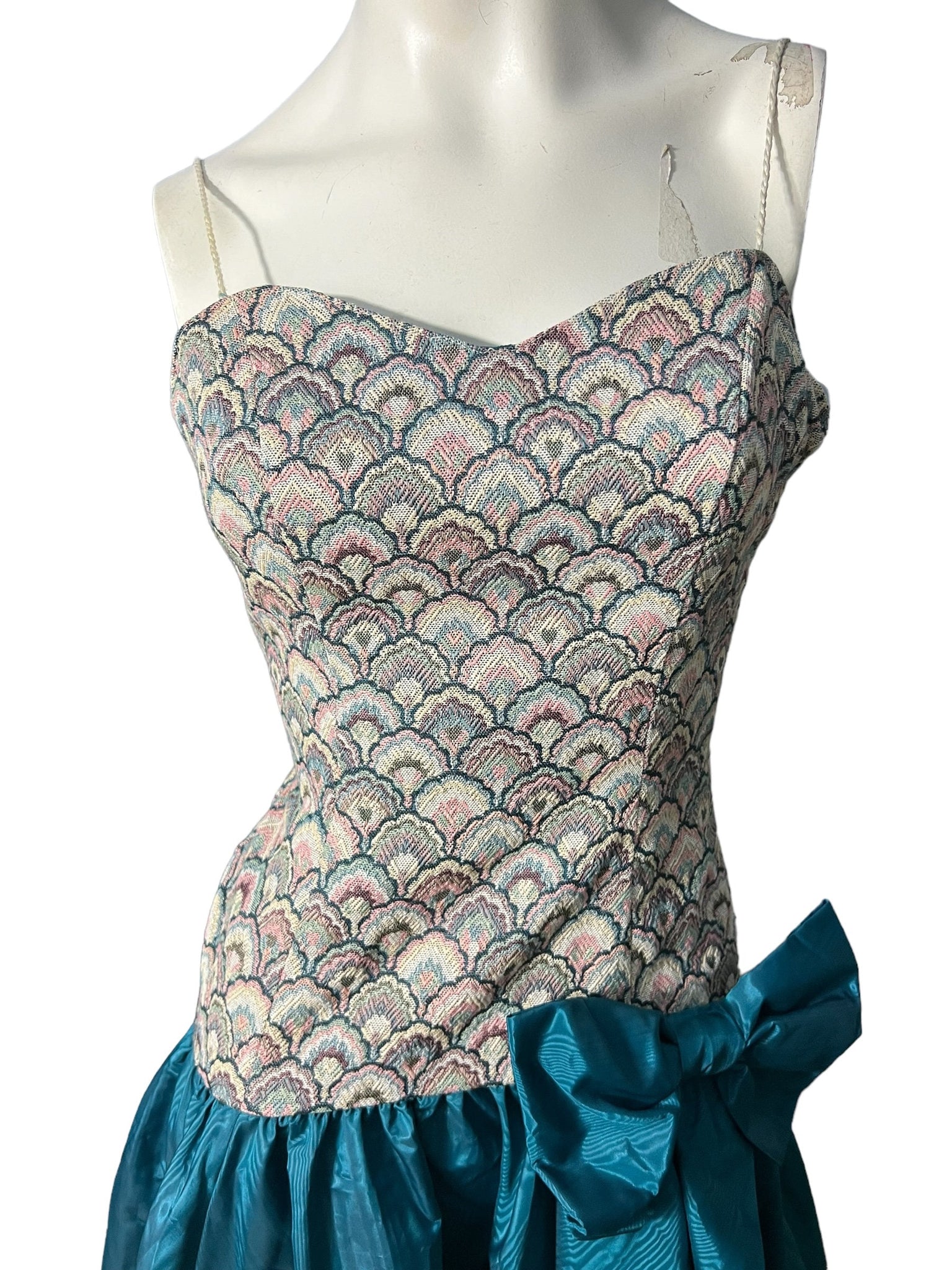 Vintage 80's prom formal dress S dropwaist