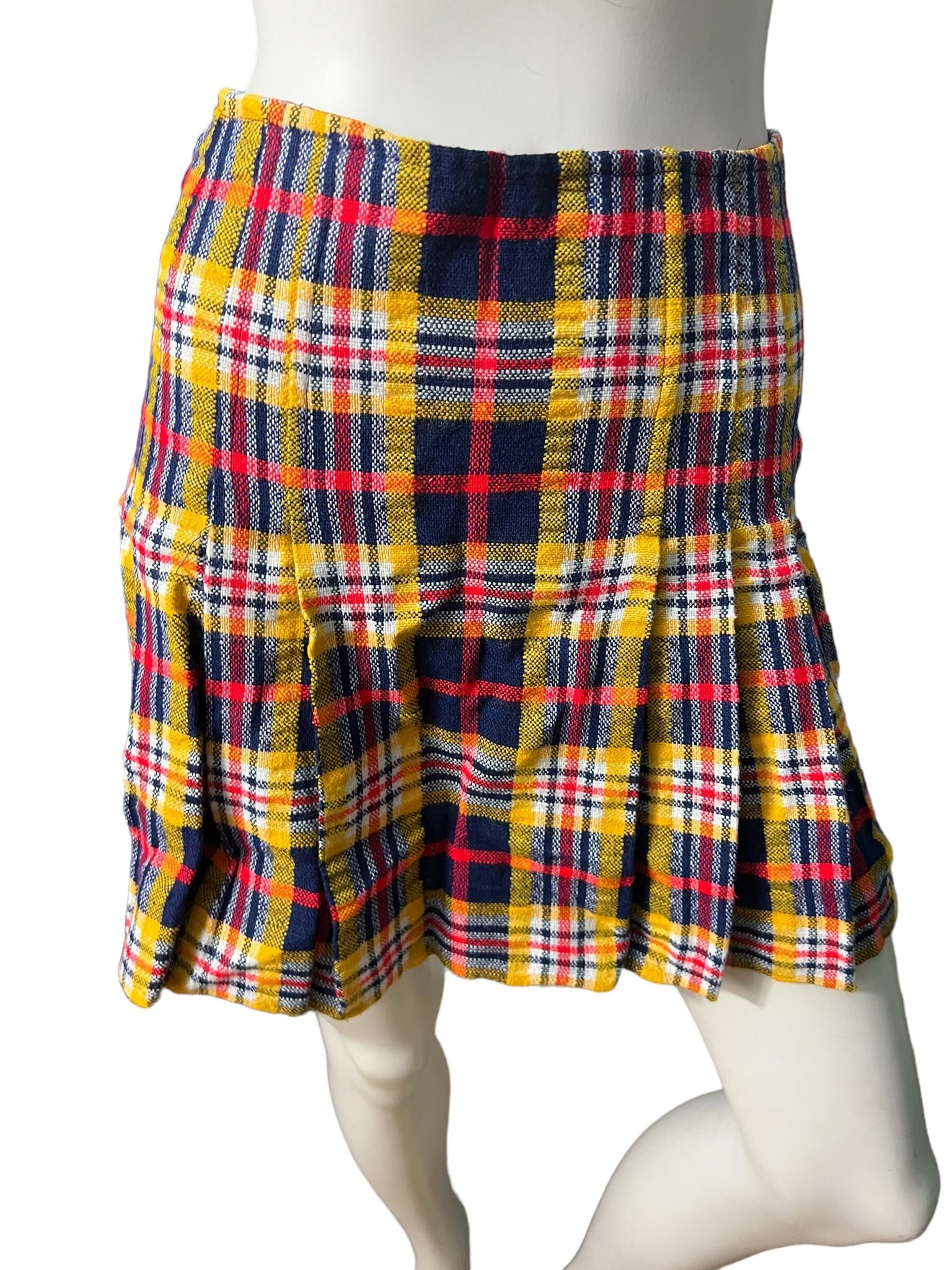 Vintage 60's plaid mini skirt S handmade