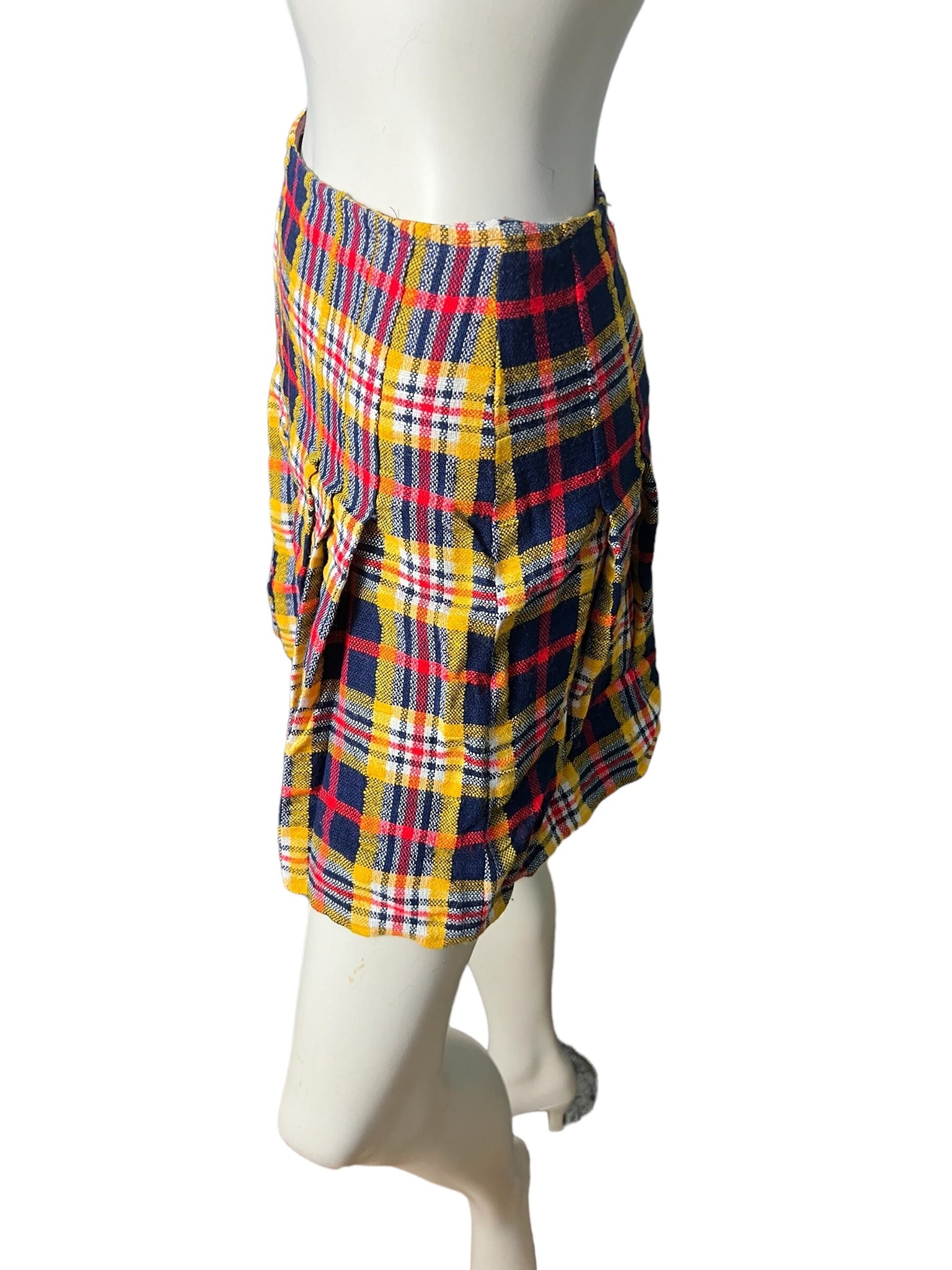Vintage 60's plaid mini skirt S handmade