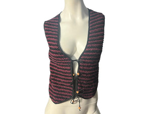 Vintage 80's vest maroon & black S Wrapper
