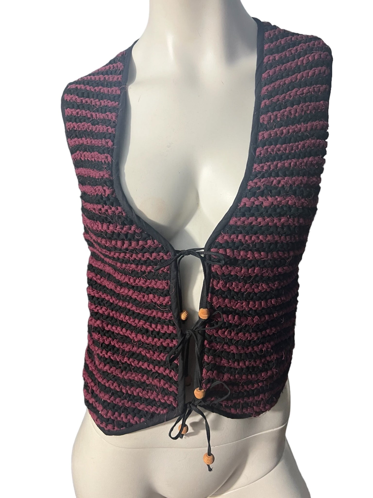 Vintage 80's vest maroon & black S Wrapper