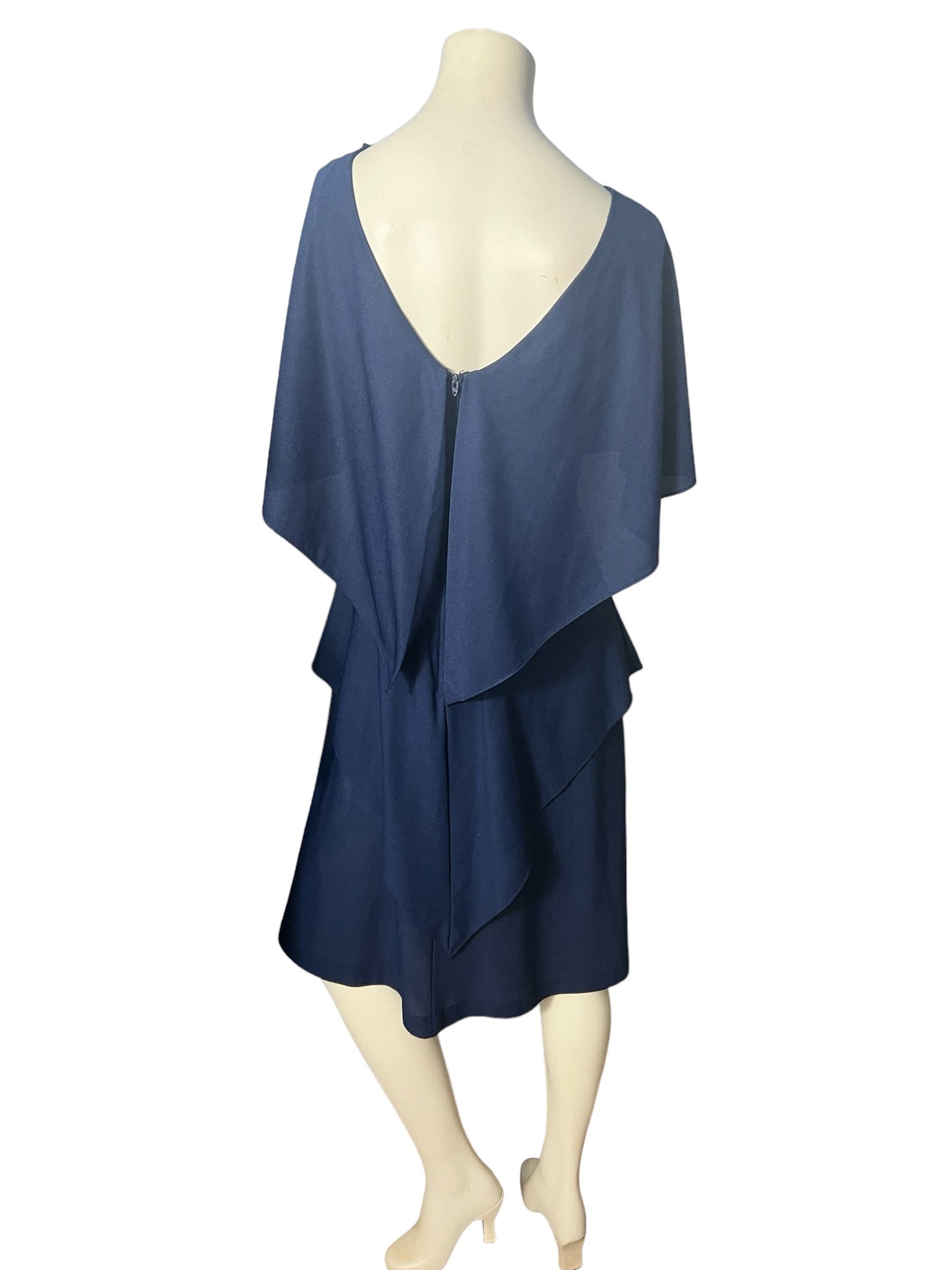 Vintage 70's blue scarf dress M 12 Gilberti