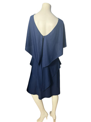Vintage 70's blue scarf dress M 12 Gilberti