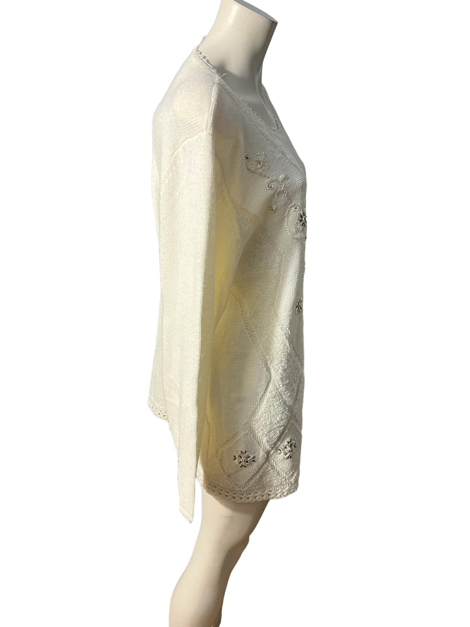 Vintage 80's white oversized sweater L Koret