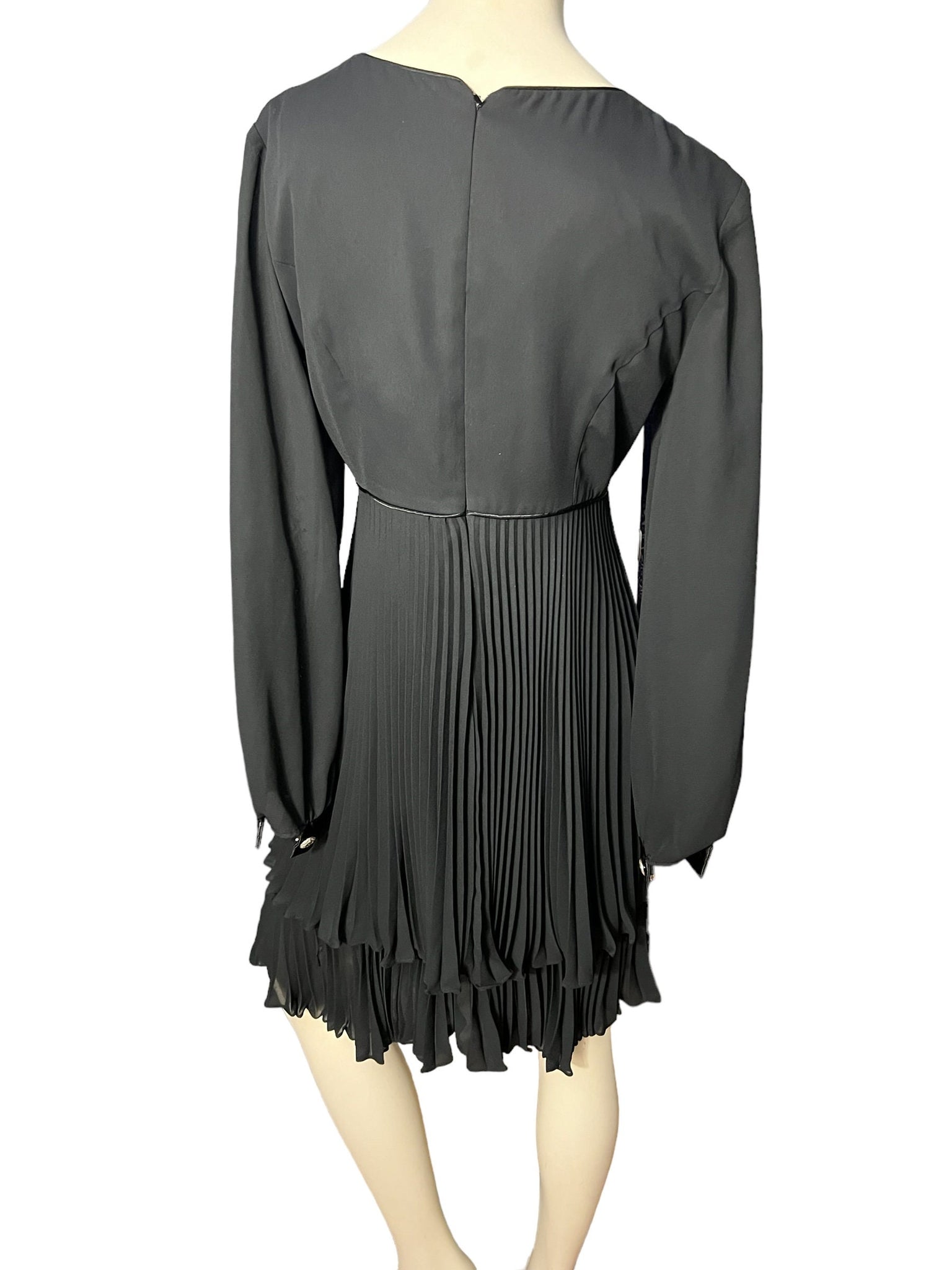 Vintage 80's black pleated dress M Nicole Paris