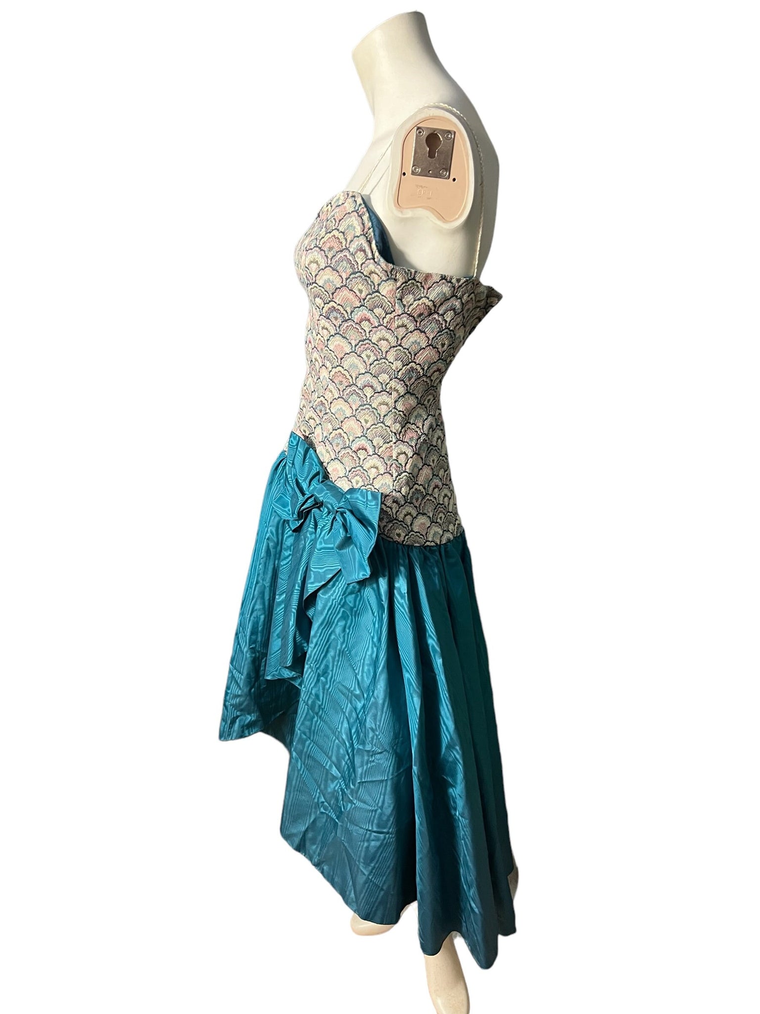 Vintage 80's prom formal dress S dropwaist