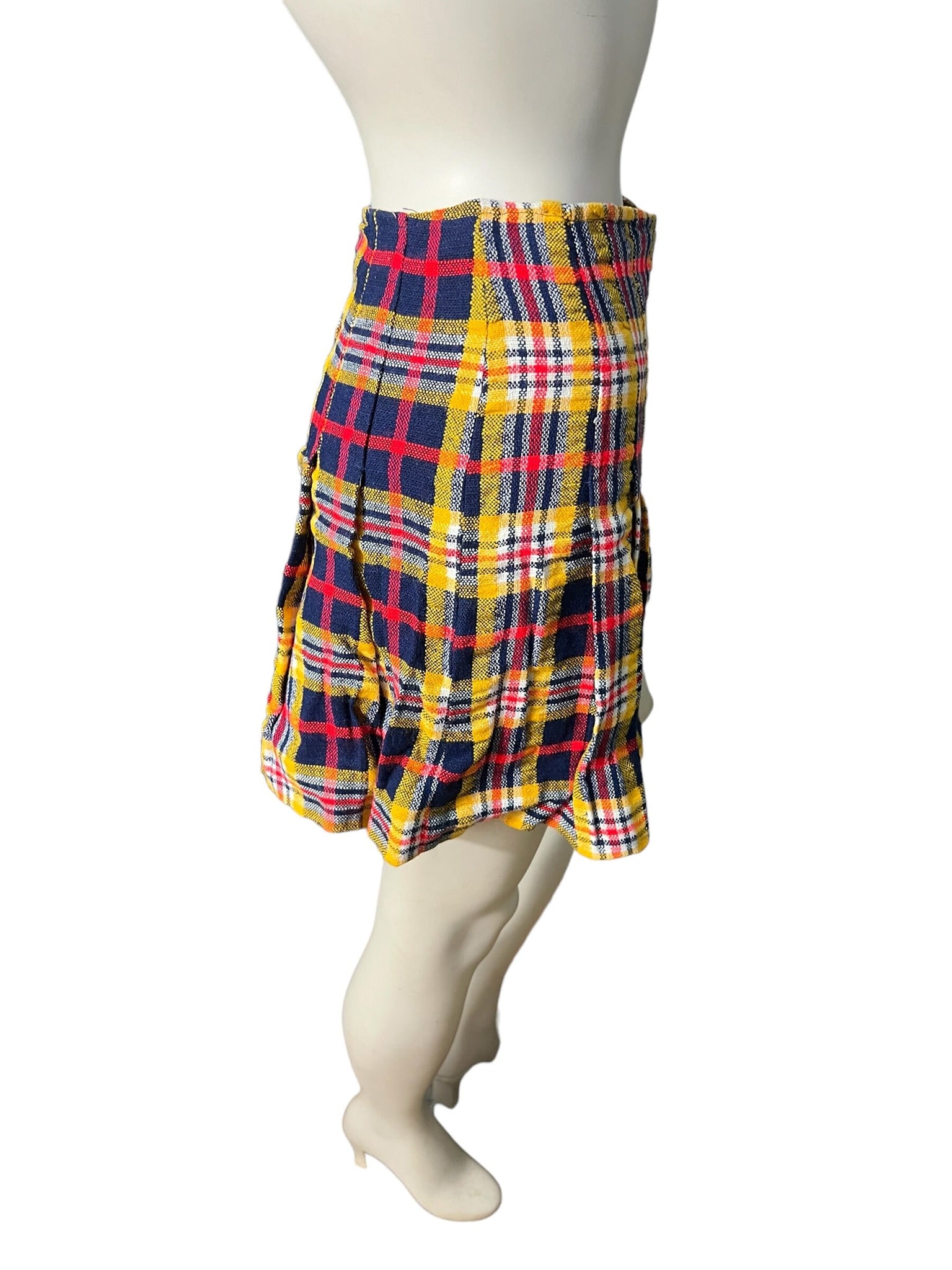 Vintage 60's plaid mini skirt S handmade