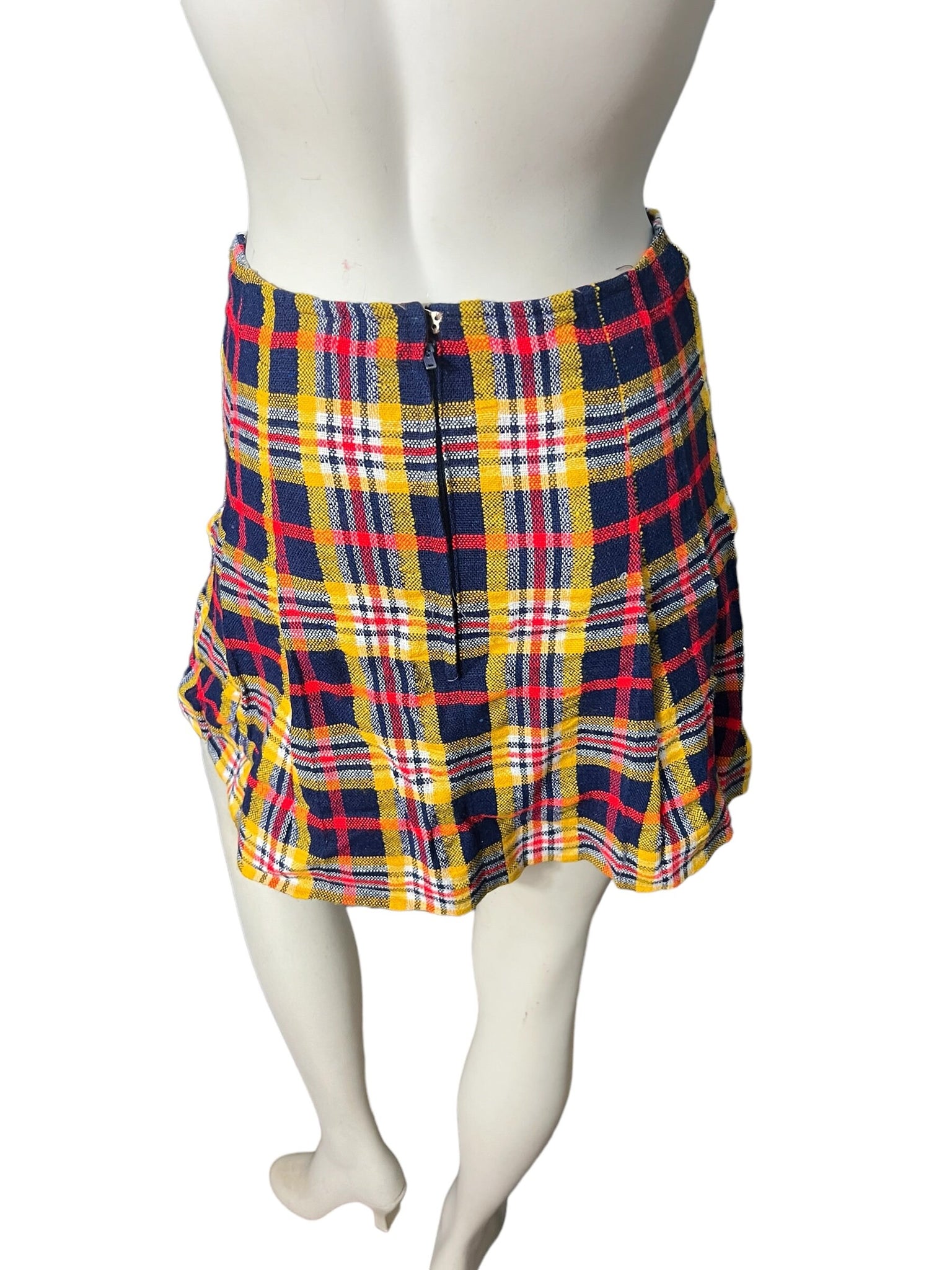 Vintage 60's plaid mini skirt S handmade
