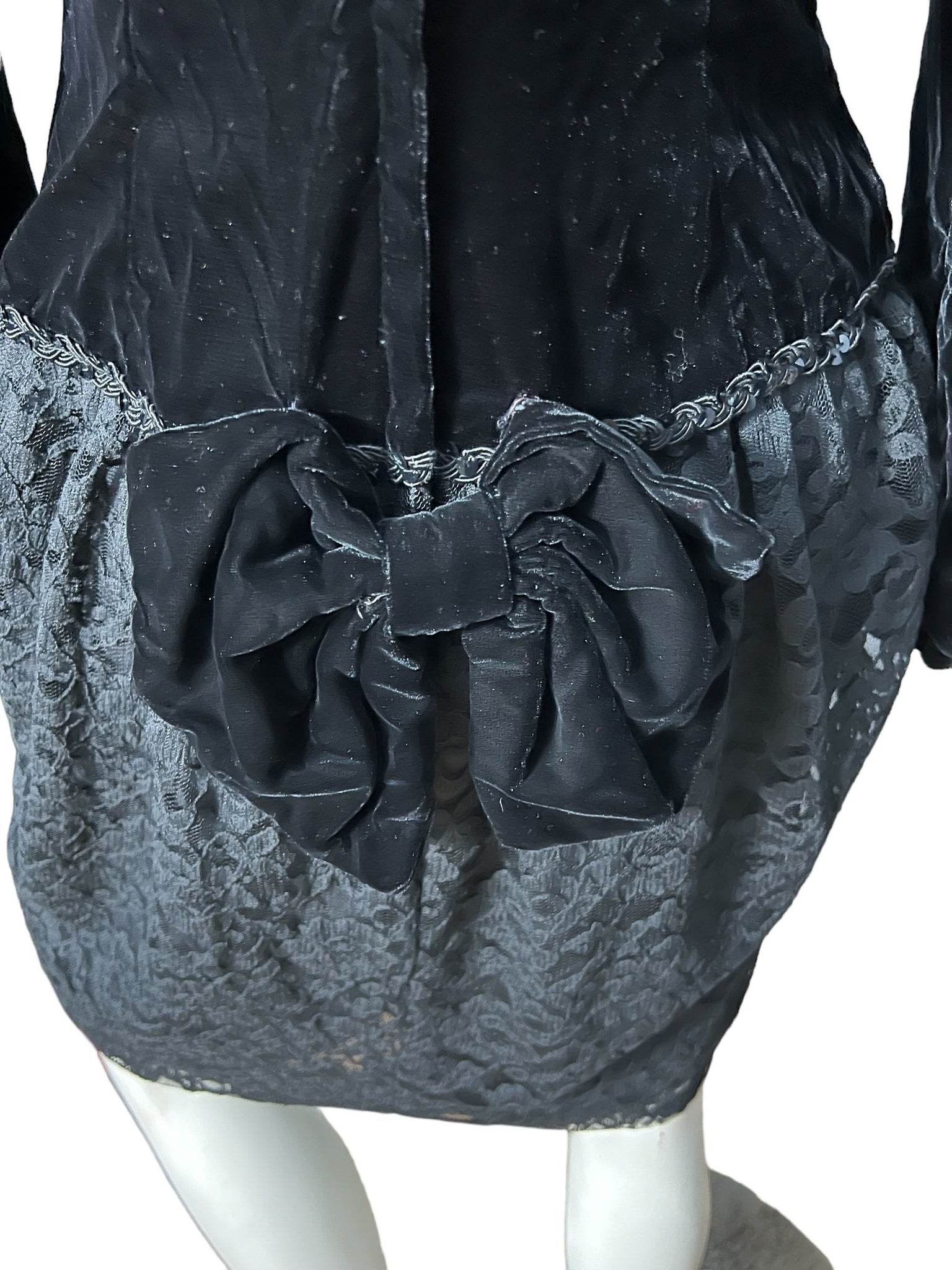 Vintage 80's black velvet drop waist dress M Jody